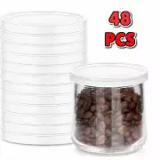 48 Pack Clear Plastic Jar Lids for Oui Yogurt Containers, Replacement Lids