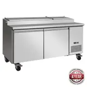 Prep Bar Fridge 2 Door Tropicalised Takes 9x 1/3 GN Pans Salad PANS INCLUDED