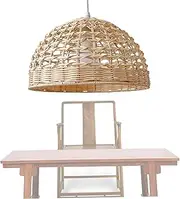 Rattan Lamp Shade Rattan Lampshade Handmade Boho Hanging Lampshade Summer Cool Ceiling Lamp Rattan Lampshade Retro Lamp Shade for Room Decoration