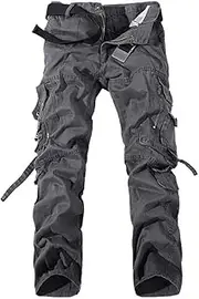 [AUSZOSLT] Men's Outdoor Cotton Casual Military Army Camo Combat Work Pants Tactical Cargo Trousers Grey 42