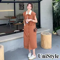 在飛比找蝦皮商城優惠-【UniStyle】無袖洋裝 韓系寬鬆減齡襯衫式連身裙 女 