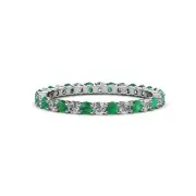 TriJewels Emerald & Diamond Eternity Ring Stackable 1 ctw* 14K Gold JP:19540
