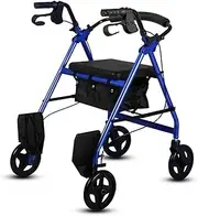 Elderly Walker, Aluminum Foldable Walking Mobility Aid Walker Rollator Shopping Trolley with Seat and Handbrake and Footrest Mobility Walker Interesting