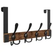 Over The Door Hooks for Hanging, Heavy Duty Wood Over Door Hanger Rustic Brown