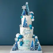 Snowflake Cake Toppers Frozen Cake Toppers Blue Ball Cake Decoration for Wedding Cake Decoration Birthday Party Christmas Themed Party Supplies