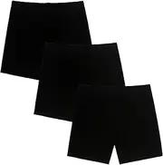 [Jeayita] Girls' Cycling Shorts Breathable Shorts Under Skirt Underpants 3 Pairs, Black/Black/Black, 10-12 Years