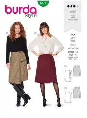 BURDA SEWING PATTERN 6174 MISSES 8-18 SLIGHTLY FLARED WRAP SKIRTS IN 2 STYLES