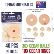 40pcs Cedar Moth Balls & Rings Repellent Wardrobe Drawer Mothballs Protect NEW