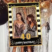 LaVenty Black Gold 40th Birthday Party Photo Booth Props 40th Birthday Photo Frame Birthday Photo Frame