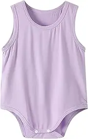 [Generic] Baby Vest Triangle Bag Fart Clothing Summer Ultra Thin Belly Underwear Baby Children One Sleeping Clothes Solid Color Multi Color Multi Bodysuit Long Sleeve Girls (Purple, 3-6 Months)