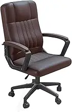 Classic Office Desk Chair Ergonomic PU Leather Office Chair, Adjustable Height Swivel Rolling Work Study Chair for Home Office Conference Room Desk Task Chair(Brown)