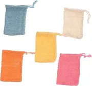 minkissy 5pcs Soap Storage Bag Draining Soap Bar Holder Sponge Bathroom Handwash Liquid Soap Bulk Suction Soap Dish for Shower Foaming Sink Soap Bag Foam Soap Mesh Bag Cotton Linen