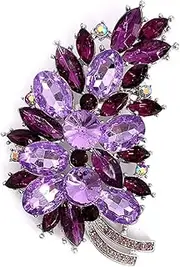 [Generic] Vintage Crystal Flower Leaf Bouquet Clusters Big Brooch Pin For Women Rhinestone Tree Brooch