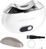 Electric Nail Clipper with Light & 3 Speeds, Nail Scraps Storage, USB Rechargeable Fingernail Cutters Safety Fingernail Trimmer for Baby Kids Adults Seniors (White)