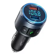 Upgraded V5.0 FM Bluetooth Transmitter Car, QC3.0 & LED Backlit Wireless Blue...