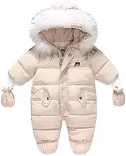 [Jueshanzj] Unisex Baby Snowsuit Toddler Winter Hoodied Footie Romper