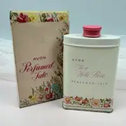 Avon Perfumed Talc To a Wild Rose 2.75 oz Vintage Body Powder Tin