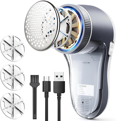 Electric Fabric Shaver, Lint Remover with 6 Leaves Blades, USB Rechargeable
