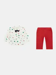 GUESS White Red Shirt and Pants Set Size: 12M, Cotton