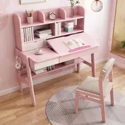 Avelinn Study Desks/Solid Wood Study Desk with Shelf/Home Office/Pink