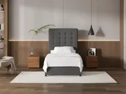My Style Buttoned Headboard & Gas Lift Base - King Single / Gunmetal / Standard Base