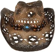 [WATIIFUFU] Denim Straw Hat Mexican Cap Girl Sun Hat West Sombrero Hat Summer Caps for Women Hat for Men Summer Sun Hats for Women Beach Hats Ladies Hat Panama Hat Warm Mens Hat Coffee