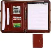 A4 Clipboard Folder A4 Folder Conference Folder Portable Conference Folder A4 Zipped PU Leather Portfolio Clipboard Document Organiser with Calculator and Portable Handle