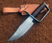 Hand Forged Custom Made Damascus Steel Confederate D Guard Bowie Knife