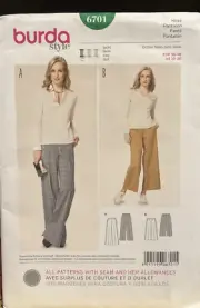 Burda 6701 Size US 10-20 Pants Sewing Pattern