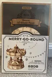 Robotime Rolife Merry-Go-Round Classical 3D Wooden Puzzle, New~Sealed