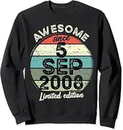 [X.Style] 15 Year Old Birthday Tshirt 5 September 2008 15th Birthday Sweatshirt ds271 Sweater (S) Black