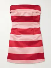 [Emilia Wickstead] Emilia Wickstead - Sidnie Strapless Striped Duchesse-satin Mini Dress - Pink - UK 8 UK 8 Pink