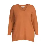 Terra & Sky Women’s Plus Size V-Neck Tunic Sweater Cinnamon Spice 0X (14W)