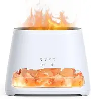 SALKING 2-in-1 Essential Oil Diffuser & Crystal Himalayan Salt Lamp, Ultrasonic Aromatherapy Diffuser with Timer Setting, Cool Mist, Flame Effect, Night Light, 150ml (White)