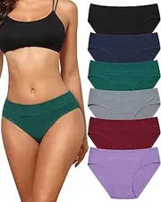 [Oegho] Womens Hipster Underwear Cotton Low Rise Briefs Plus Size Bikini Panties Cheeky Panty Soft Breathable 6 Pack
