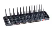Hansen Global 14023 1/4" Dr. 3-Rail Metric Socket Organizer - Gray