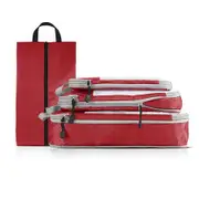 4 pcs Pack Travel Luggage Compression Bags - Lightweight, Dustproof, and Versatile Storage Organizers Color Red