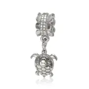 Lex & Lu Sterling Silver Reflections Turtle Dangle Bead