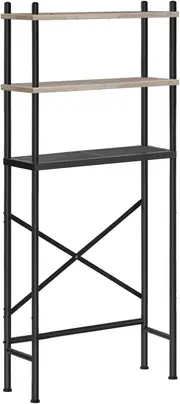 3-Tier Over Toilet Storage Organizer Adjustable Shelf Greige Black