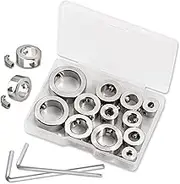 LEONTOOL 12 Pcs 3-16mm Drill Bit Depth Stop Collar Set 304 Stainless Steel Drilling Limit Ring Drill Bit Stop Collar Set Stop Bit Collar Set Drill Tool with Hex Wrenches and Storage Box