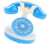 Abaodam Vintage Rotary Phone for Interactive Corded Landline Simulation Early Educational Plastic Compact Design for Imaginative Role Play and Scene Games Blue