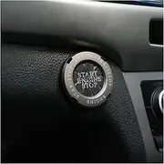 JNNJ Ignition Button Push Button Cover, Cars Start Button Cover, Cars Start Stop Button Cover, Scratch-Resistant Car Start Stop Switch Cover (Titanium Black)