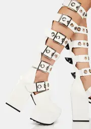 [Lamoda] White Barbarian Platform Knee-High Boots