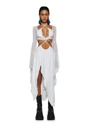 [Dolls Kill] Echo Asymmetrical Mesh Wrap Dress (Brooklyn)