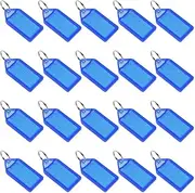 uxcell Plastic Key Tags with Split Ring Keychain ID Luggage Label Window 55x28mm, Blue 20Pcs