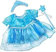 BLUE SNOW PRINCESS DRESS LIKE FROZEN ELSA TEDDY BEAR OUTFIT CLOTHES WITH WAND AND TIARA FITS 15" 16" 39 cm BUILD A BEAR FACTORY BEARS by Teddy Mountain