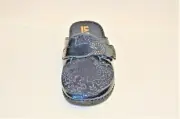 La Plume Garden Navy Patent Leather and embossed suede slip on Eur 39