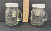 Vintage Golden Harvest Glass Salt & Pepper Shakers Jar Mugs Clear White Cap