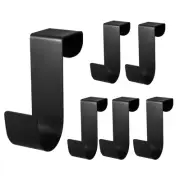 6 Pcs Over The Cabinet Door Hooks, Black Stainless Steel Hanger Hook Organize...