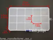 15 Slots Adjustable Plastic Fishing Lure Tackle Box Organizer Storage Case